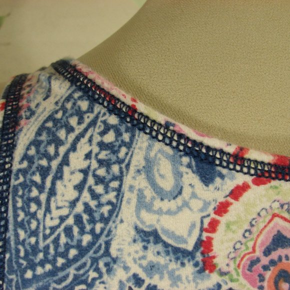 Chaps Navy Blue Multi Color Paisley Tank Style Summer Dress Medium Soft Cotton - Picture 11 of 14